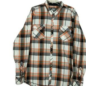 BKE Mens 3XL Western Plaid Long-Sleeve Snap Shirt Cowboy Button Down Cotton